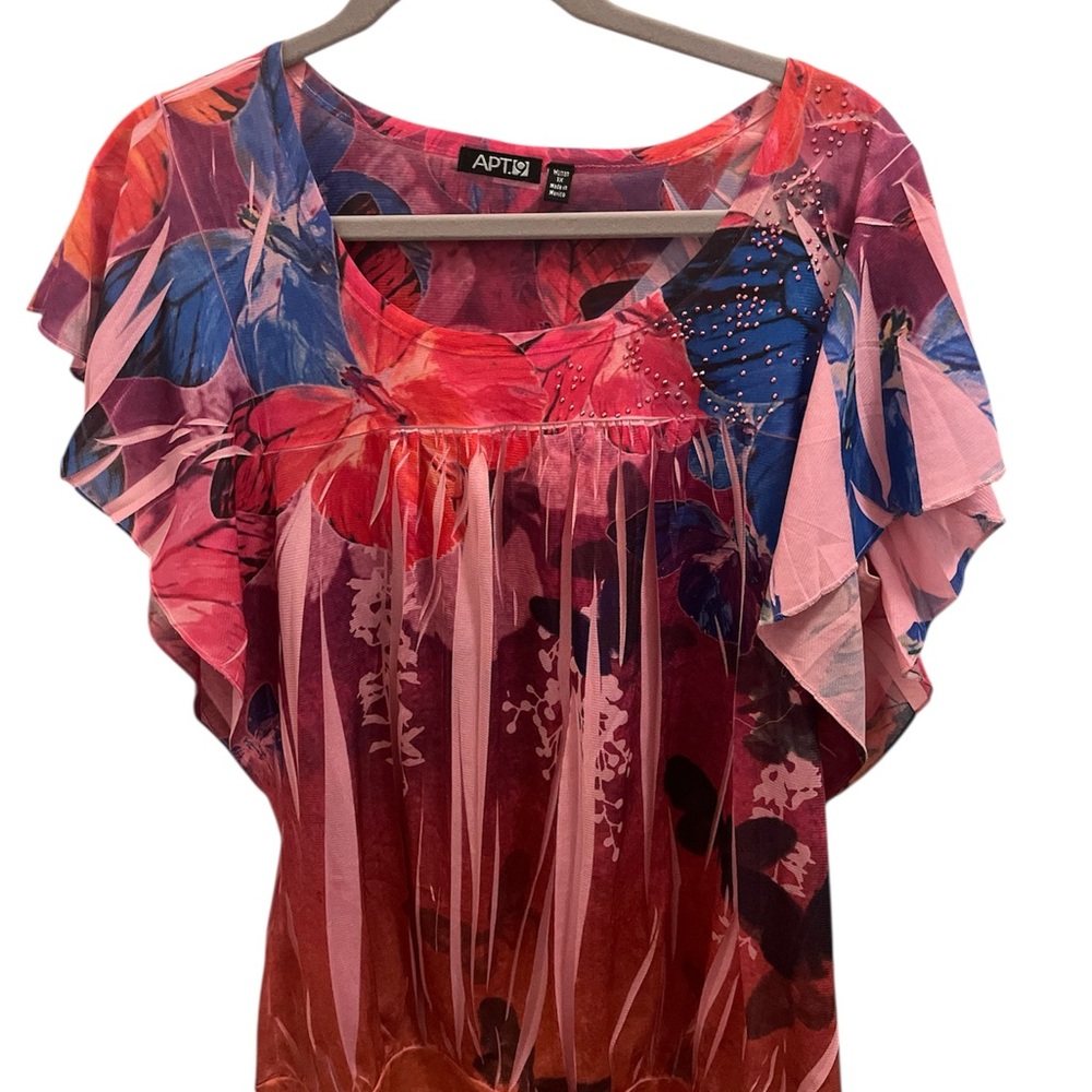 Apt 9 Women's Floral Butterfly Top Size 1X